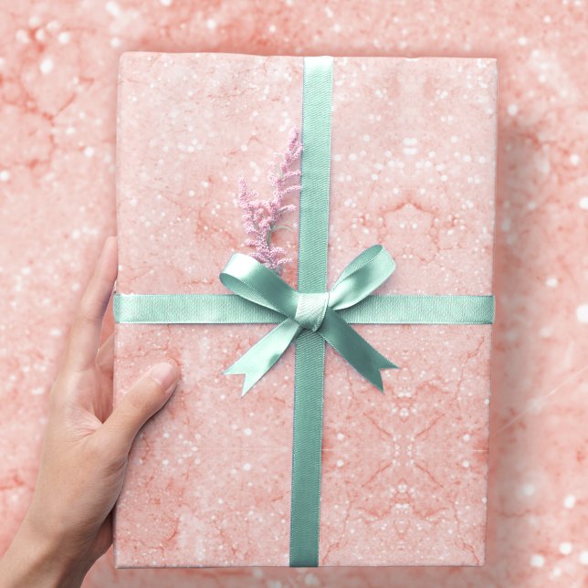 Rose Gold Pink Quartz Sparkle Marble Shimmering Wrapping Paper (Creator Uploaded)