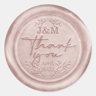Rose Gold Pink Rubber Wax thank you Classic Round Sticker
