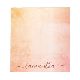 Rose gold pink rustic marble monogram notepad