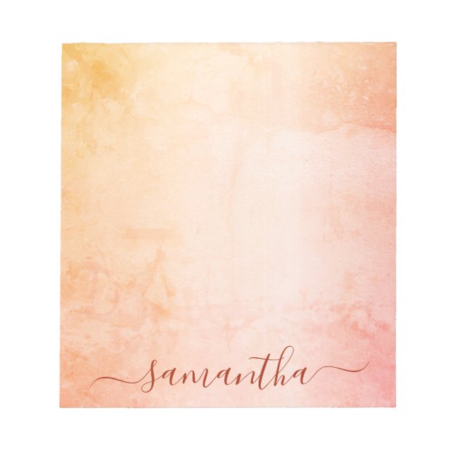 Rose gold pink rustic marble monogram notepad (Front)