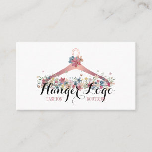 Rose Gold Pink Seamstress Tailor Floral Hanger Business Card