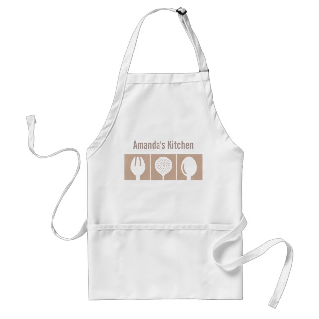 ROSE GOLD PINK SHIMMER SPOON FORK SKIMMER CHEF STANDARD APRON (Front)