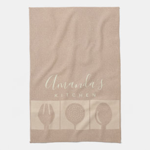 ROSE GOLD PINK SHIMMER SPOON FORK SKIMMER CHEF TEA TOWEL