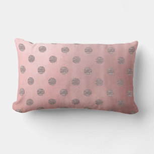 Rose Gold Pink Shine Glam Polka Dots Modern Chic Lumbar Cushion