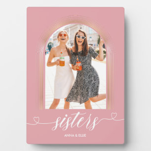 Rose Gold Pink Sisters Personalised Photo Keepsake Plaque