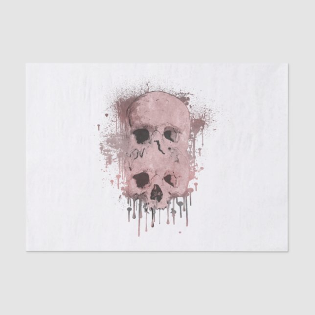 Rose Gold Pink Skull Drip Ink Graphic Party Tissue Paper (Front)