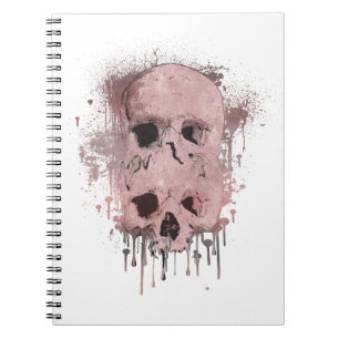 Rose Gold Pink Skull Drip Ink Splatter Graphic Notebook