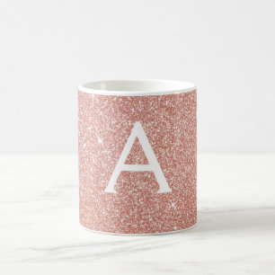 Rose Gold - Pink Sparkle Glitter Monogram Name Coffee Mug