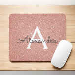 Rose Gold - Pink Sparkle Glitter Monogram Name Mouse Pad<br><div class="desc">Blush Pink - Rose Gold Sparkle Glitter Monogram Name Monogram Mousepad. This Mousepad can be customised to include your first name.</div>
