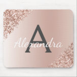 Rose Gold - Pink Sparkle Glitter Monogram Name Mouse Pad<br><div class="desc">Blush Pink - Rose Gold Faux Sparkle and Glitter Metallic Foil Monogram Name and Initial Monogram Mouse pad. This luxury chic girly monogrammed Mousepad  is perfect for the home or office and would be a perfect gift for a student or co-worker. Please contact the designer for matching items.</div>