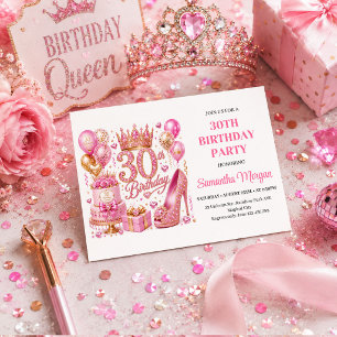 Rose Gold Pink Sparkle Thirty Birthday Celebration Invitation