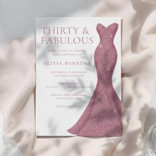 Rose Gold Pink Thirty & Fabulous 30th Birthday Invitation