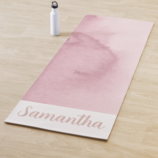 Rose Gold Pink Tie Dye Custom Name Yoga Mat (In Situ)