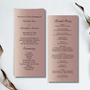 Rose Gold Pink Trendy Modern Wedding Program