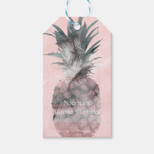 Rose Gold Pink Tropical Summer Pineapple Party Gift Tags