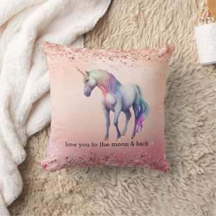 Rose Gold Pink Unicorn Sparkle   Cushion