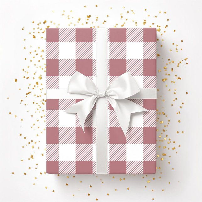 Rose Gold Pink White Plaid Pattern Wrapping Paper (Rose Gold Pink White Plaid Pattern Wrapping Paper)
