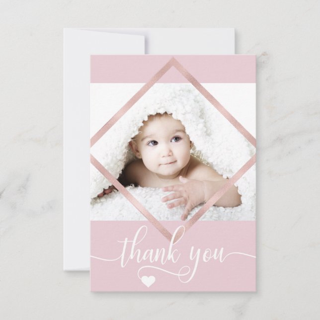 Rose Gold Pink White Thank You Baby Shower | PHOTO (Front)