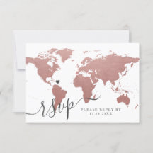 Rose Gold Pink World Map Travel Theme
