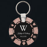 Rose Gold Poker Chip Casino Wedding Party Favour Key Ring<br><div class="desc">Celebrate in style with this trendy poker chip keychains. The design is easy to personalise with your own wording and your family and friends will be thrilled when they receive this fabulous party favour.</div>