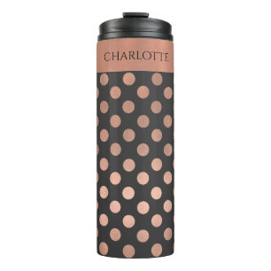 Rose Gold Polka Dot Custom Thermal Tumbler