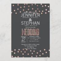 Rose Gold Polka Dots and Charcoal Black Wedding