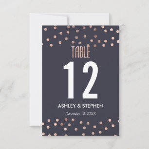 Rose Gold Polka Dots and Navy Blue Table Numbers