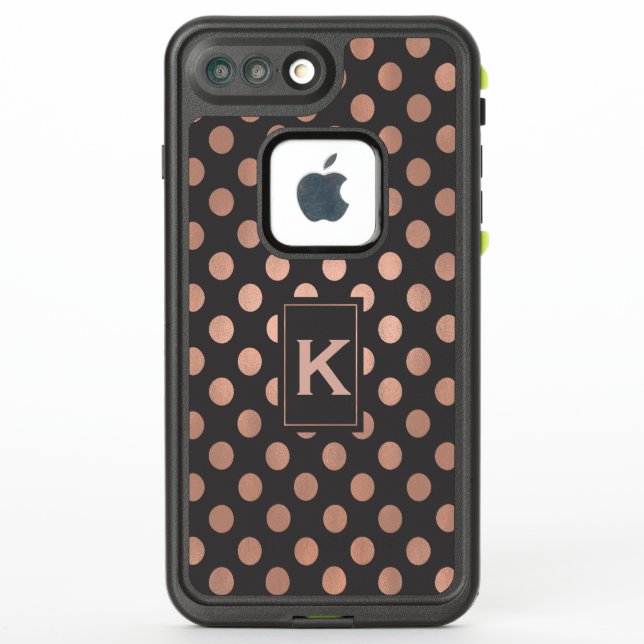 Rose Gold Polka Dots LifeProof iPhone 7 Pus Case (Back)