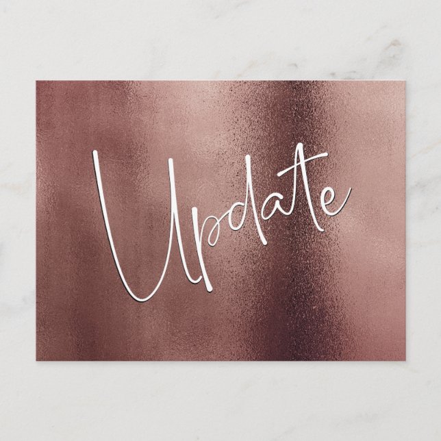 Rose Gold Postponed Wedding Update Announcement Postcard (Front)