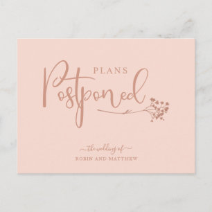 Rose Gold Postponement Wedding Announcement Postcard