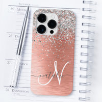 Rose Gold Pretty Girly Silver Glitter Sparkly