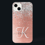 Rose Gold Pretty Girly Silver Glitter Sparkly iPhone 14 Plus Case<br><div class="desc">Easily personalise this trendy chic phone case design featuring pretty silver sparkling glitter on a rose gold brushed metallic background.</div>