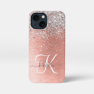 Rose Gold Pretty Girly Silver Glitter Sparkly iPhone 13 Mini Case