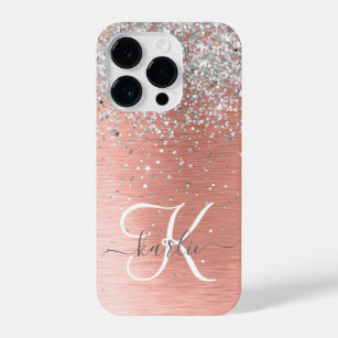 Rose Gold Pretty Girly Silver Glitter Sparkly iPhone 14 Pro Case