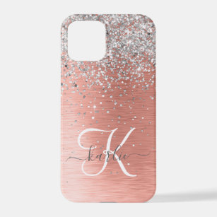 Rose Gold Pretty Girly Silver Glitter Sparkly iPhone 12 Pro Case