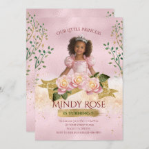 Rose Gold Princess Kids Birthday Invitation
