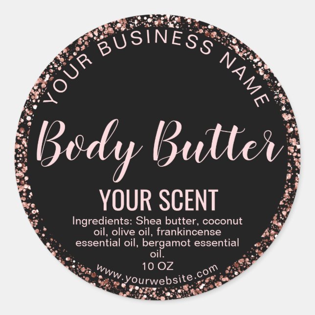rose gold product label body butter (Front)