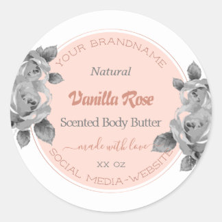 Rose Gold Product Packaging Labels Grey Flowers