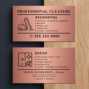 Rose gold professional cleaning modern business card