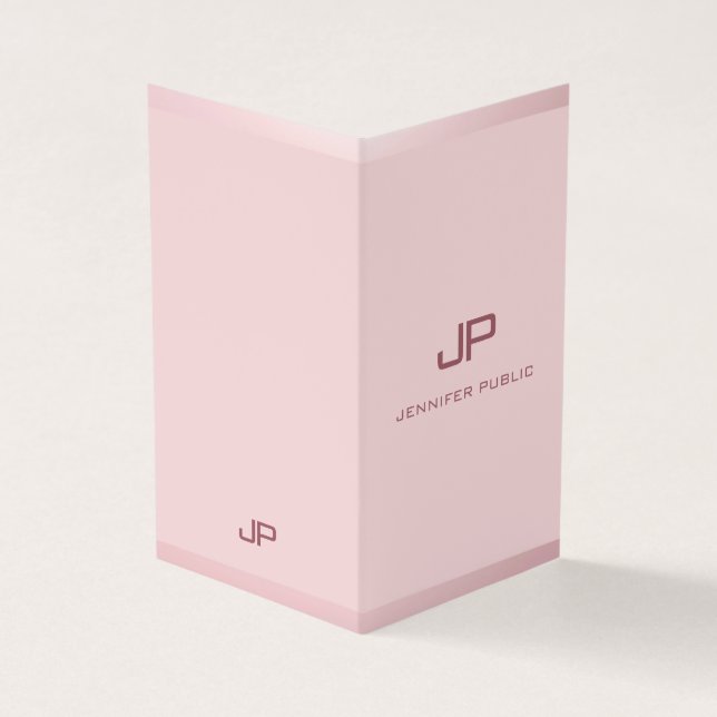 Rose Gold Professional Modern Monogrammed Elegant Business Card (Outside)