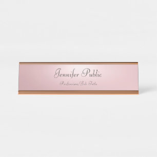 Rose Gold Professional Modern Template Elegant Desk Name Plate