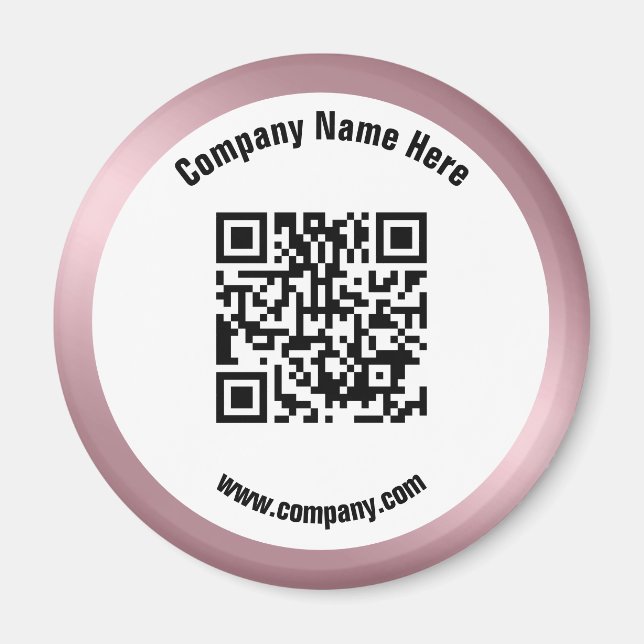 Rose Gold Promotional Business Name QR Code Magnet (Front)