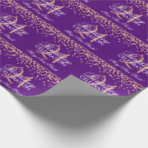 Rose Gold Purple 21st Birthday Glitter Confetti Wrapping Paper