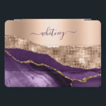Rose Gold - Purple Agata Marble Glitter Trendy iPad Pro Cover<br><div class="desc">Personalise with your name,  monogram,  initial or text. You can change text colour and font style using the customise it further option. Please note the glitter effect is not real,  but just simulated.</div>