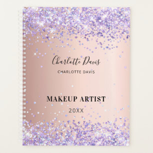 Rose gold purple glitter name signature 2025 planner