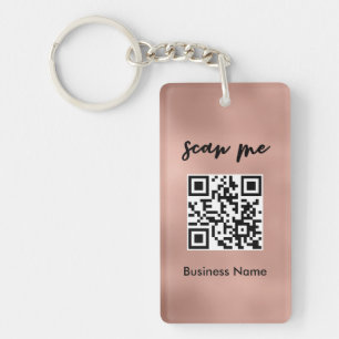 Rose Gold QR Code Business Card Your Logo Custom  Key Ring