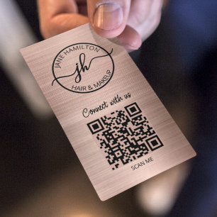 Rose Gold QR Code Circle Business Logo Business Card