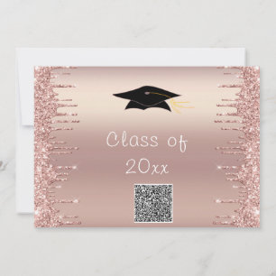 Rose Gold QR Code Graduation Invitations Example