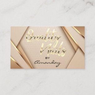 Rose Gold Quality Nails Script Geometric Frame Business Card