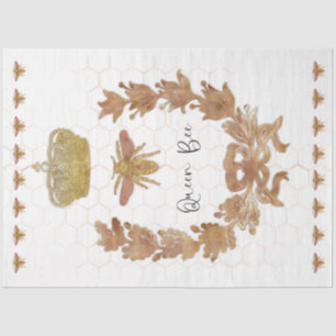 Rose Gold Queen Bee Crown Royal Glitter Decoupage Tissue Paper